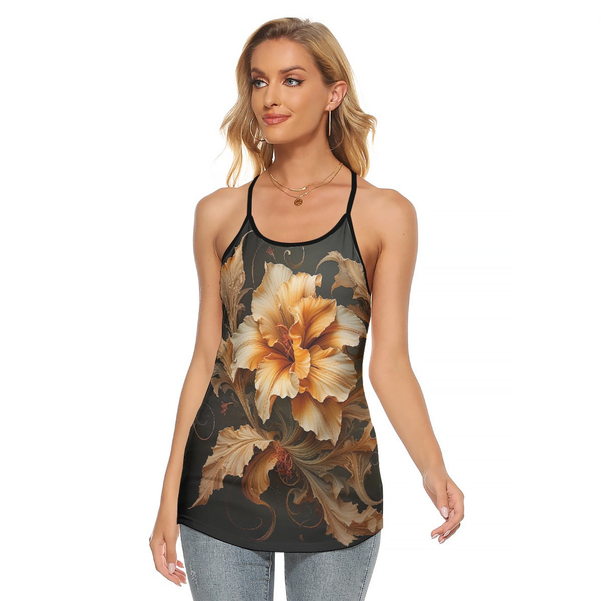 All-Over Print Women's Criss-Cross Open Back Tank Top