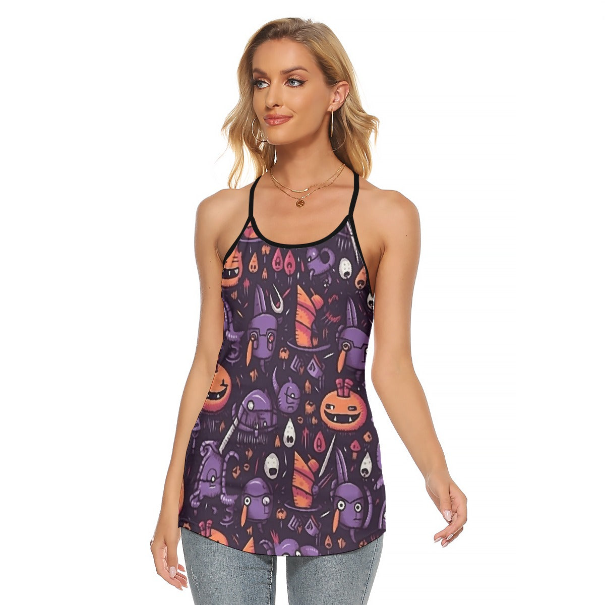 All-Over Print Women's Criss-Cross Open Back Tank Top