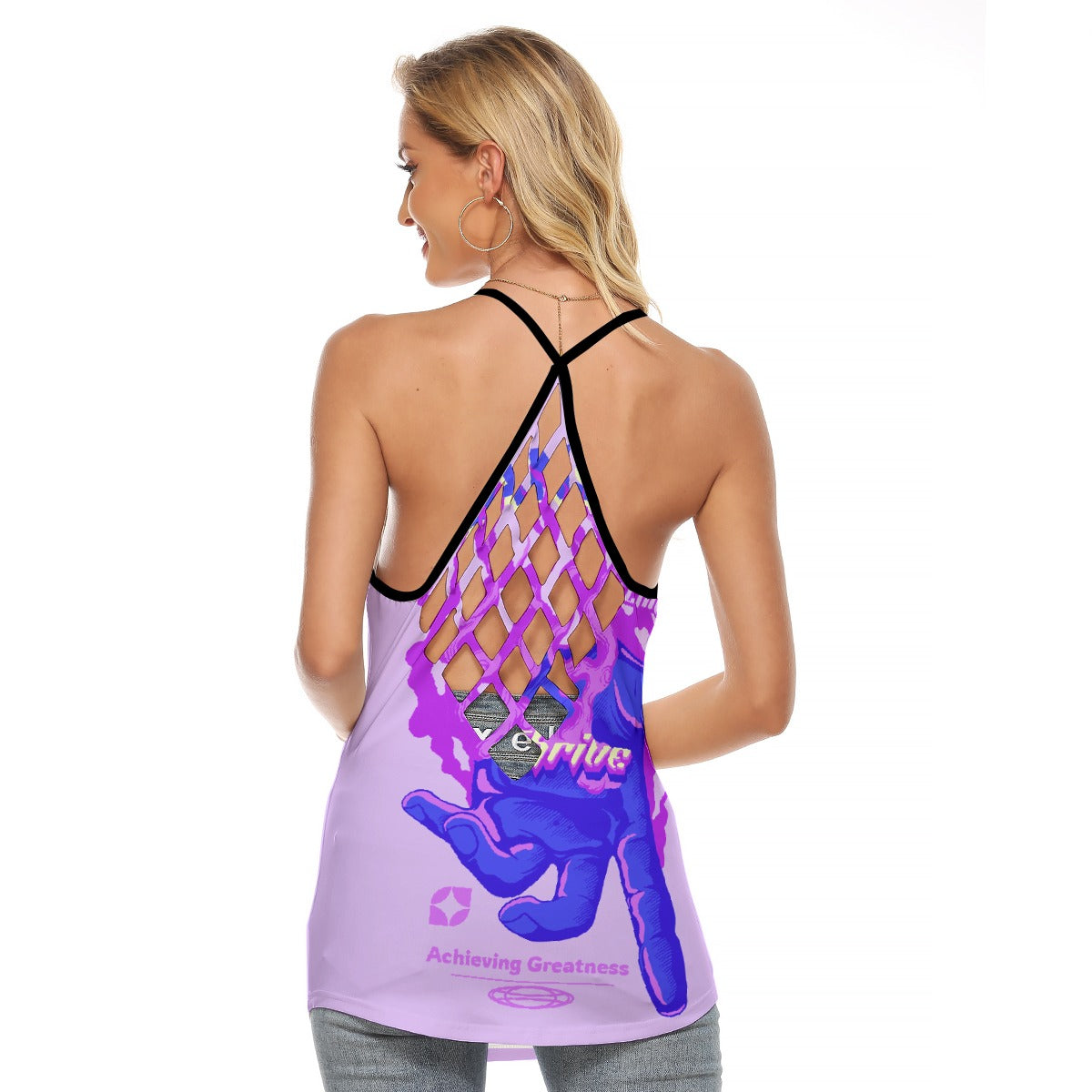All-Over Print Women's Criss-Cross Open Back Tank Top