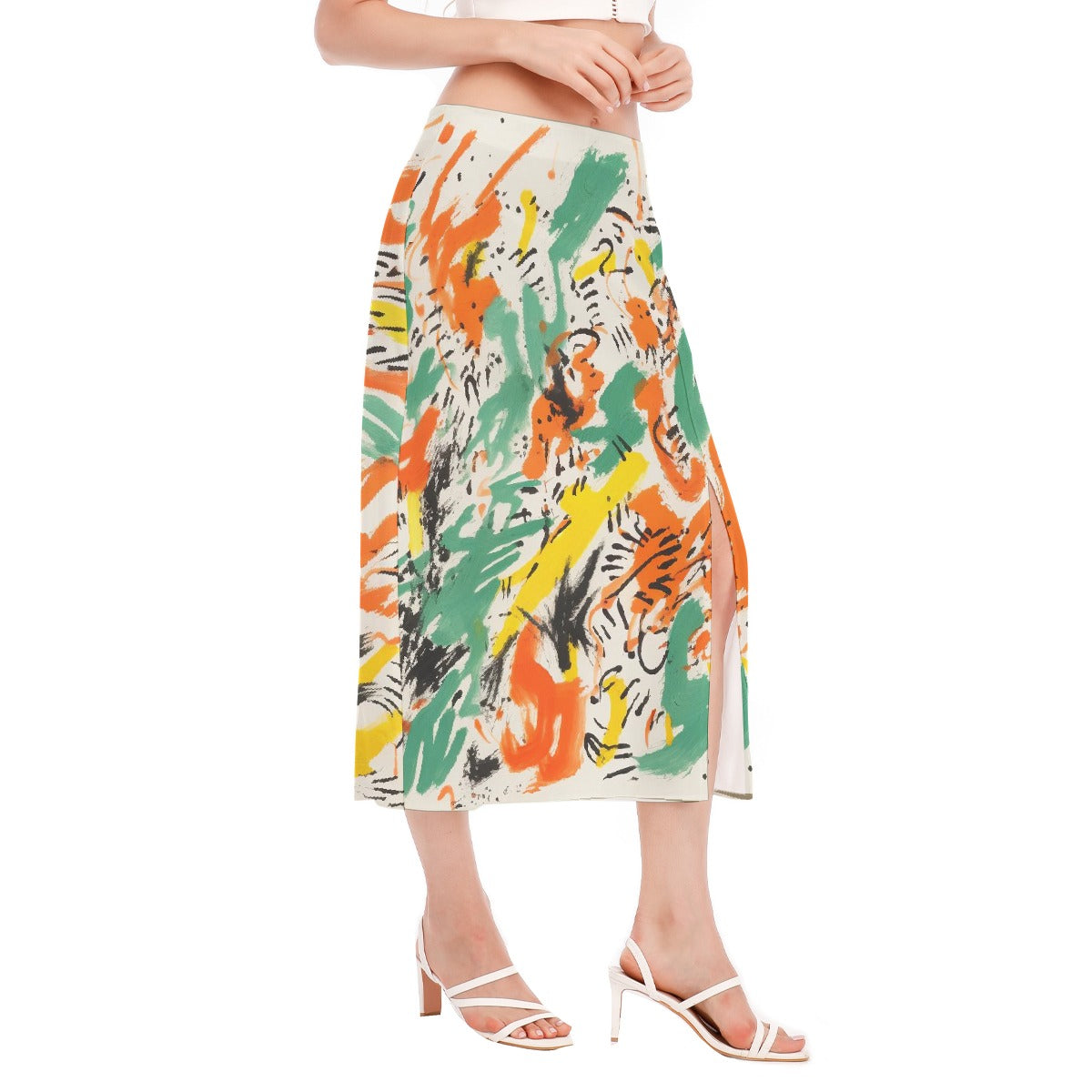 All-Over Print Women's High Slit Long Skirt