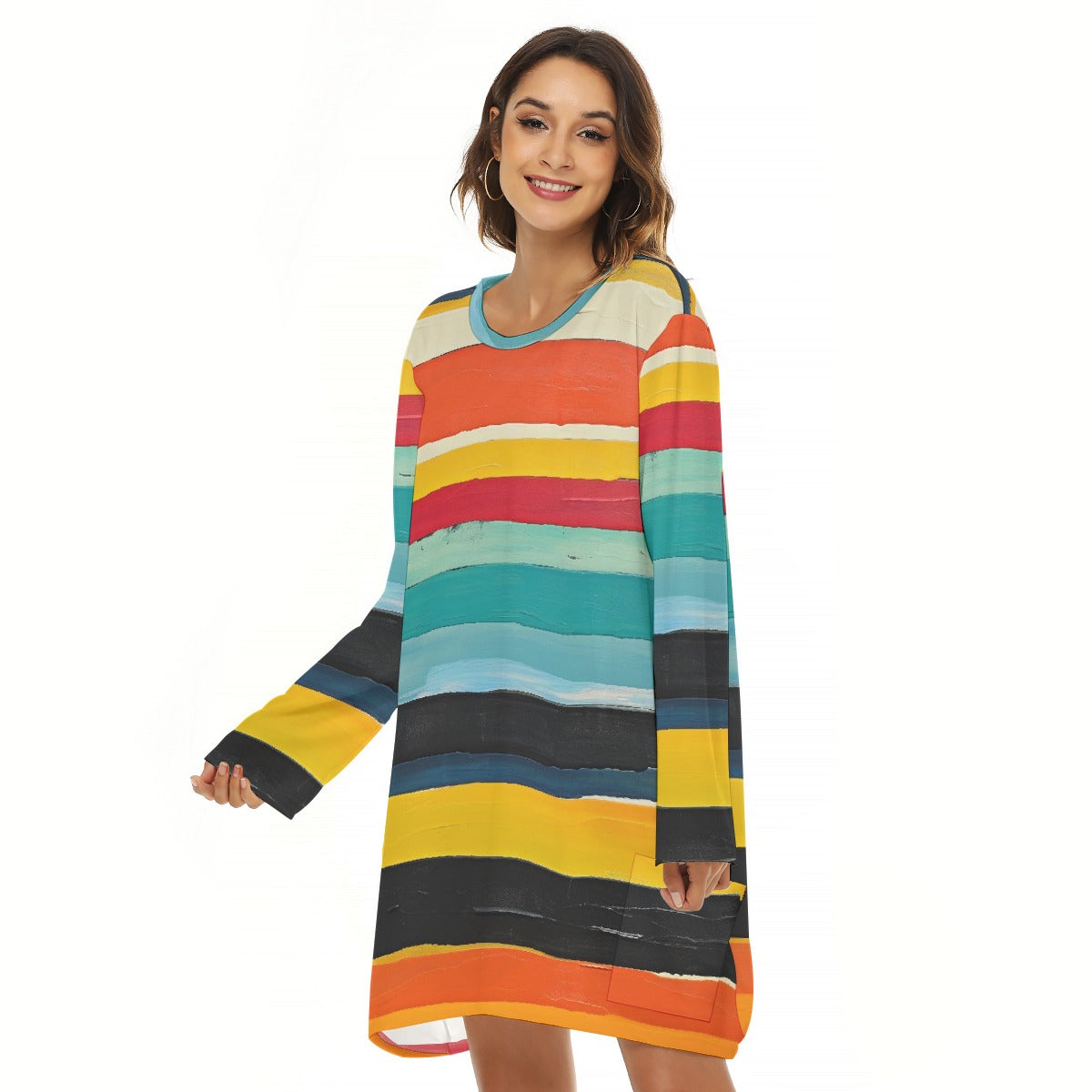 All-Over Print  Women's Loose Crew Neck Dress