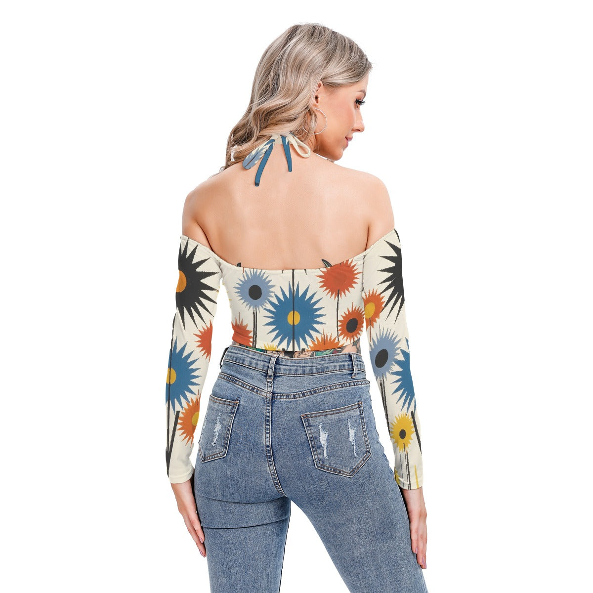 All-Over Print Women's Halter Lace-up Top