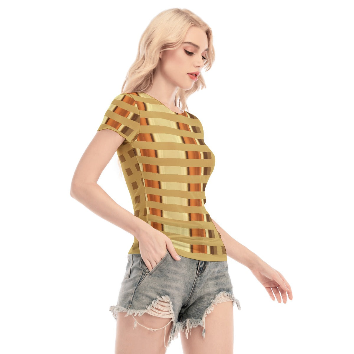 All-Over Print Women's Short Sleeve Mesh Blouse