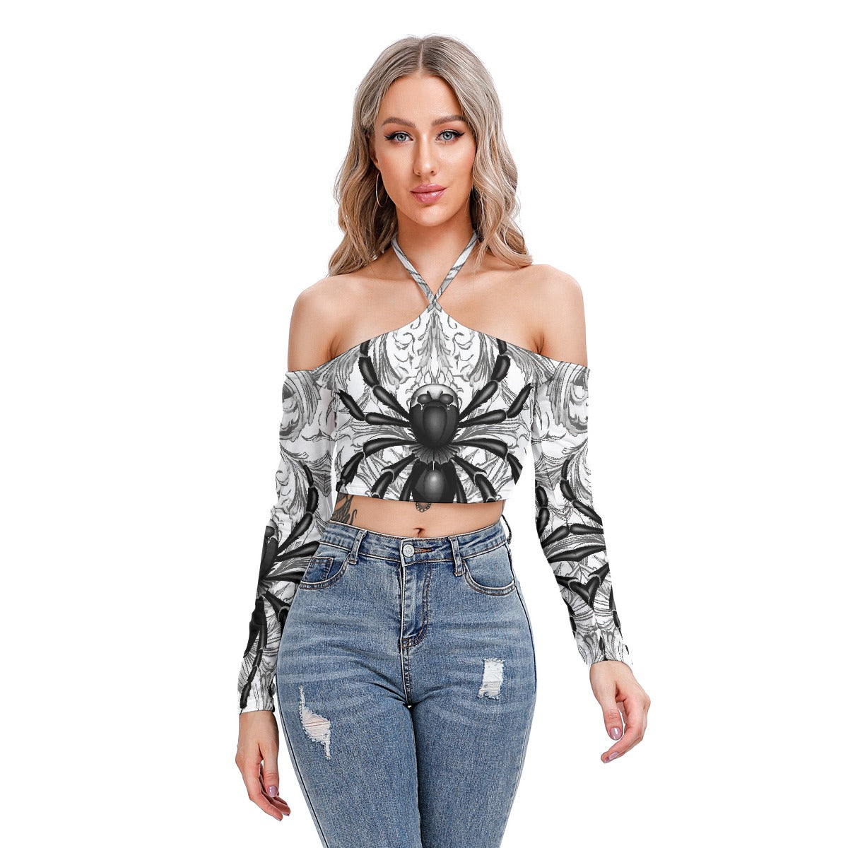 All-Over Print Women's Halter Lace-up Top