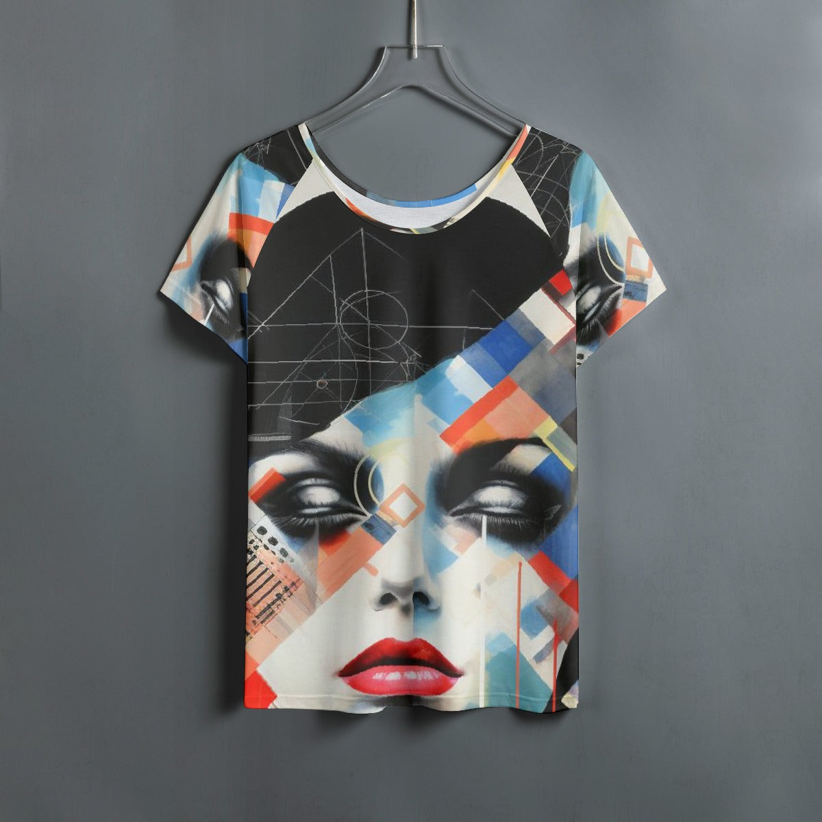 All-Over Print Women's Round Neck T-shirt With Raglan Sleeve