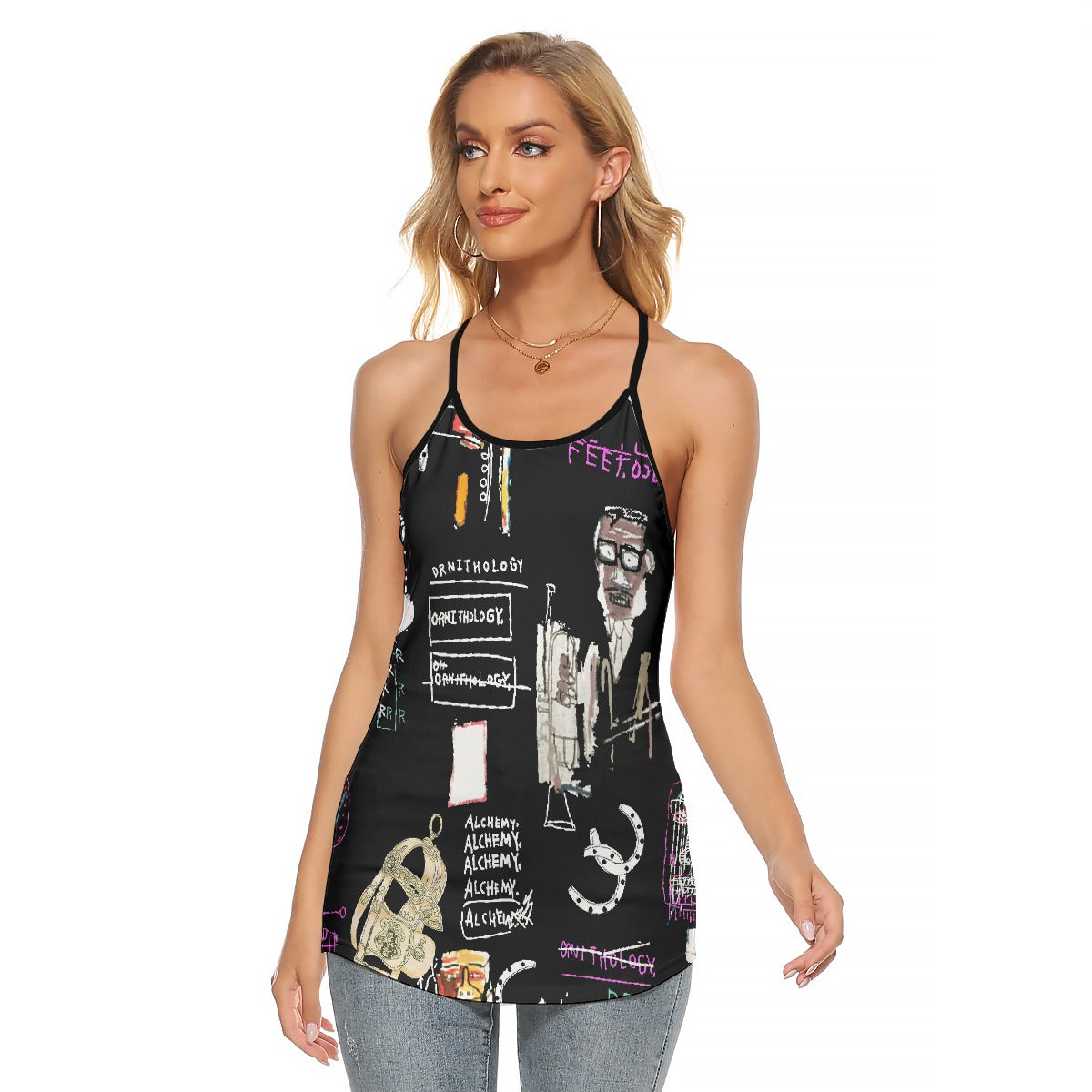 All-Over Print Women's Criss-Cross Open Back Tank Top