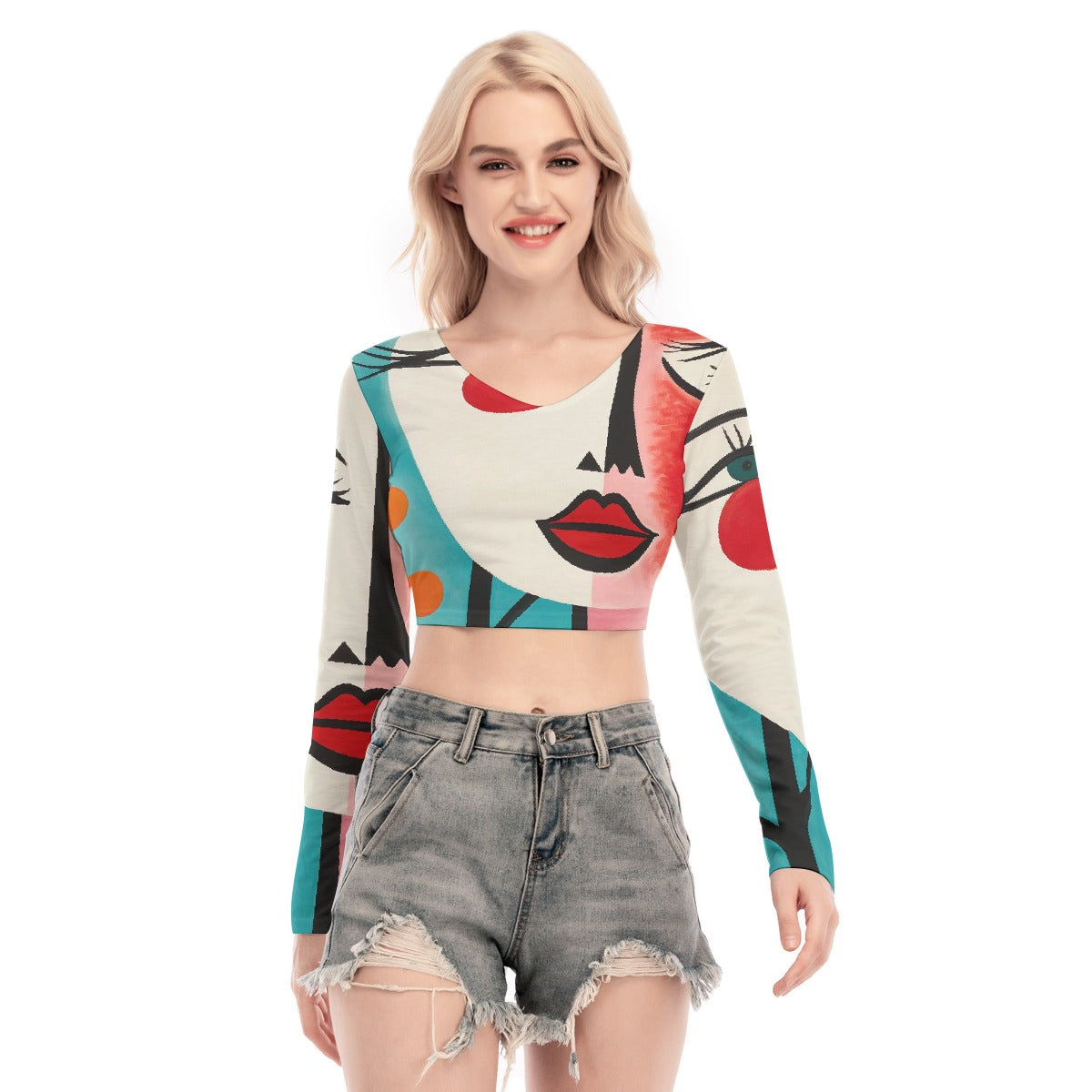 All-Over Print Women's Back Hollow T-shirt With Strap