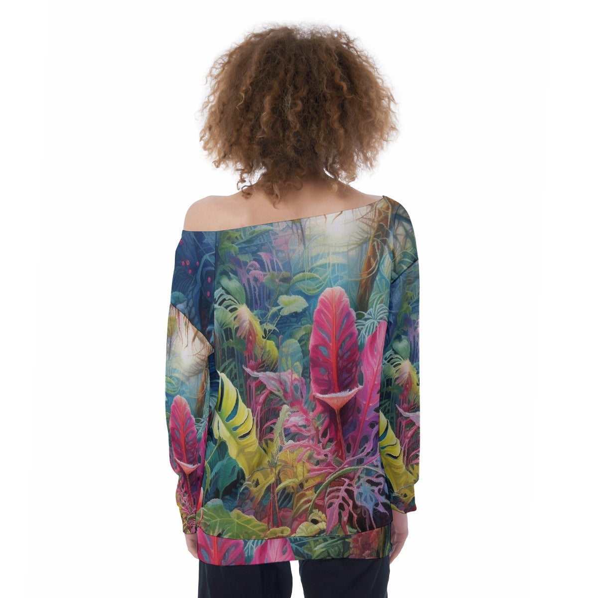 All-Over Print Oversized Women's Off-Shoulder Sweatshirt