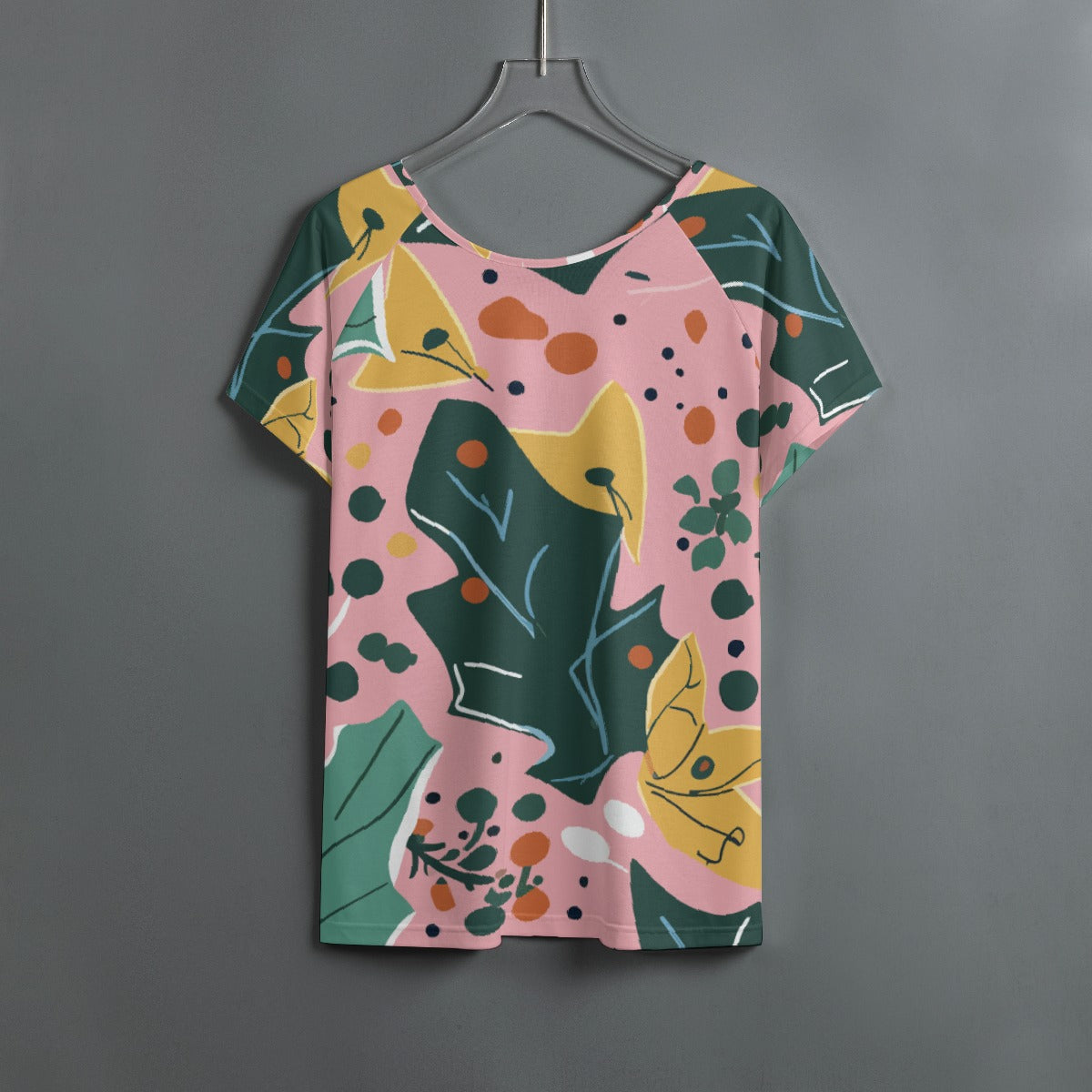 All-Over Print Women's Round Neck T-shirt With Raglan Sleeve