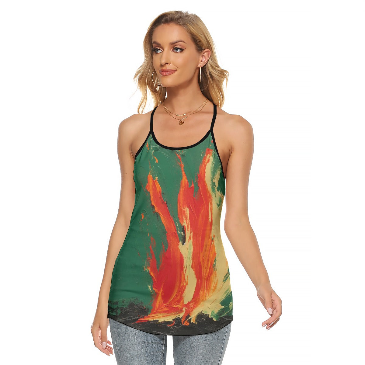 All-Over Print Women's Criss-Cross Open Back Tank Top