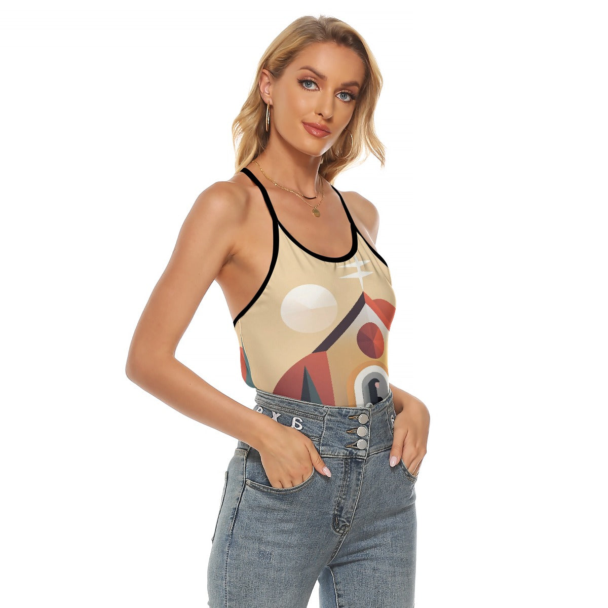 All-Over Print Women's Criss-Cross Open Back Tank Top