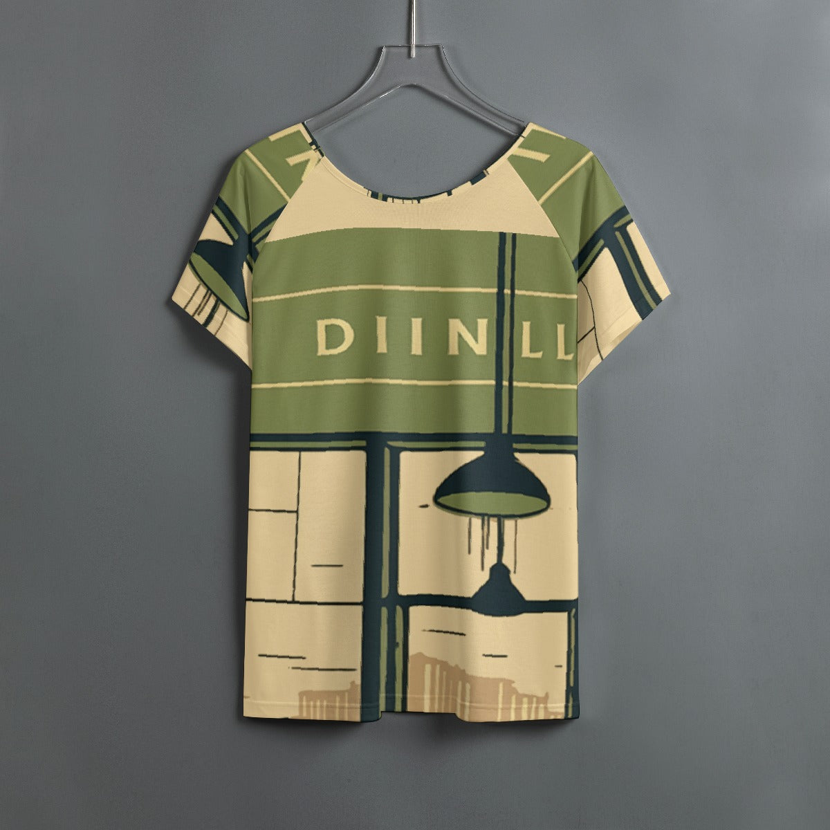 All-Over Print Women's Round Neck T-shirt With Raglan Sleeve