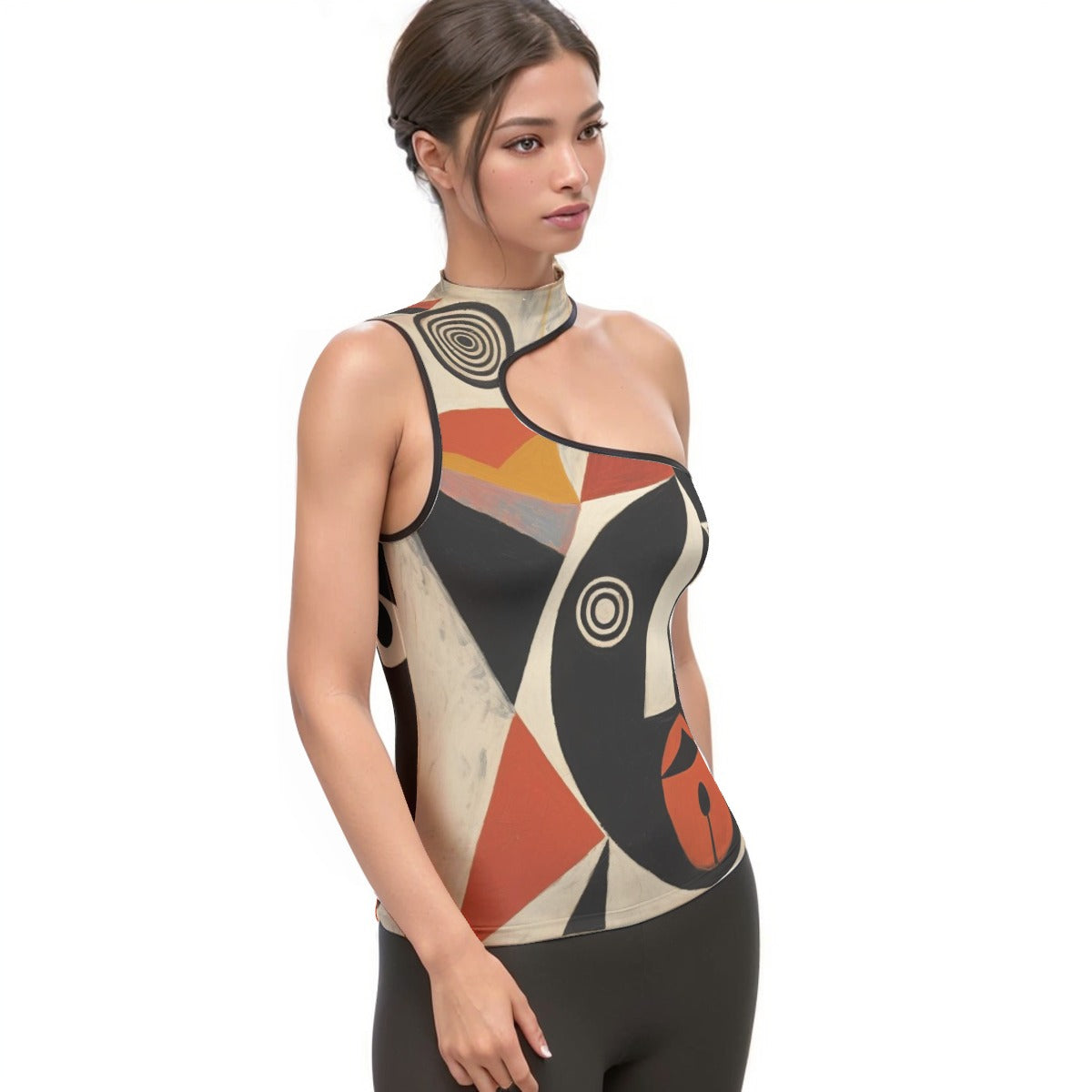 All-Over Print Women's Halter Sleeveless Asymmetrical Tank Top
