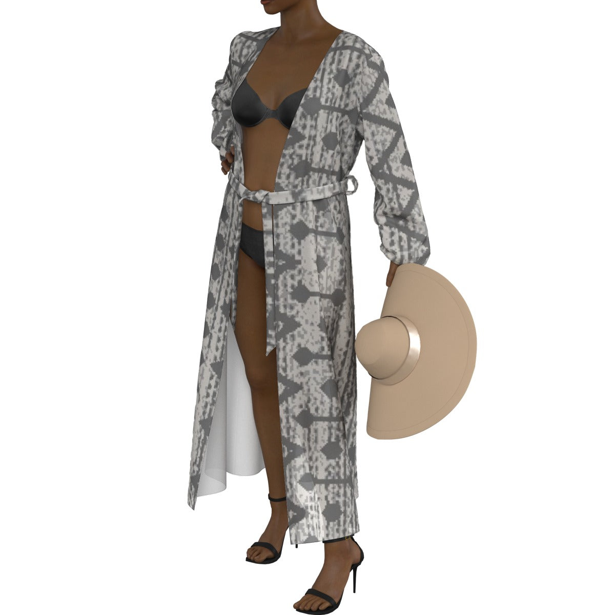 All-Over Print Women's Lace-up Chiffon Robe