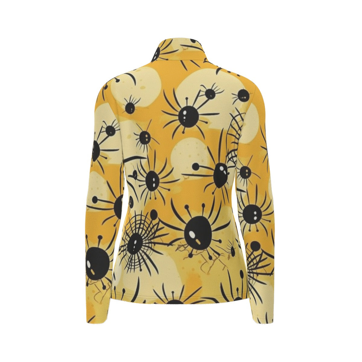 All-Over Print Women's Sports Collar Jersey With Long Sleeve