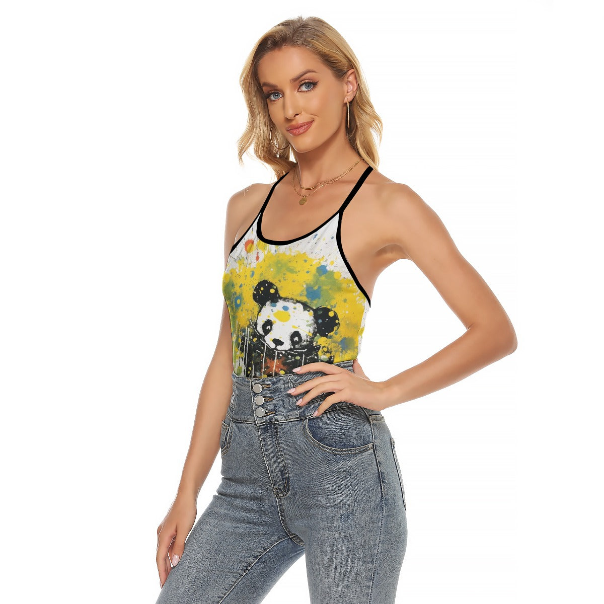 All-Over Print Women's Criss-Cross Open Back Tank Top