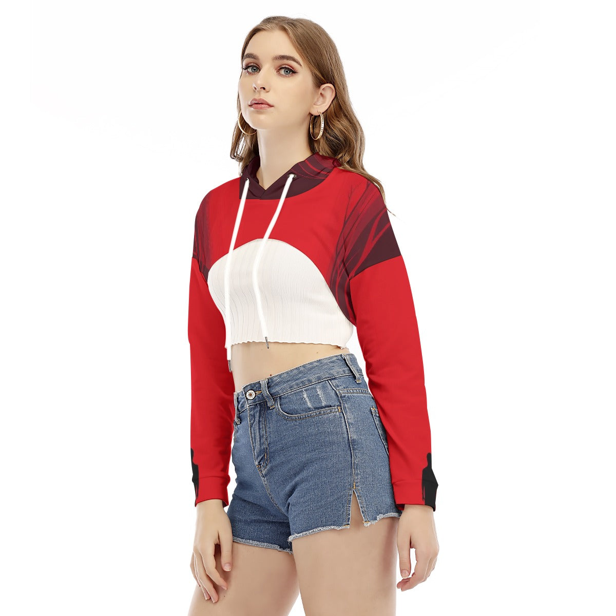 All-Over Print Women's Smock Short Hoodie With Long Sleeve
