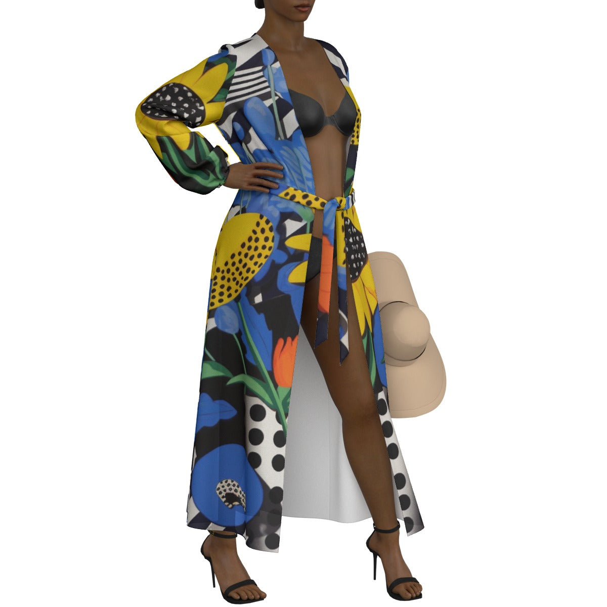 All-Over Print Women's Lace-up Chiffon Robe