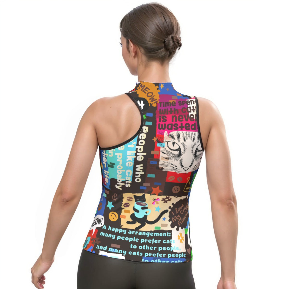 All-Over Print Women's Halter Sleeveless Asymmetrical Tank Top