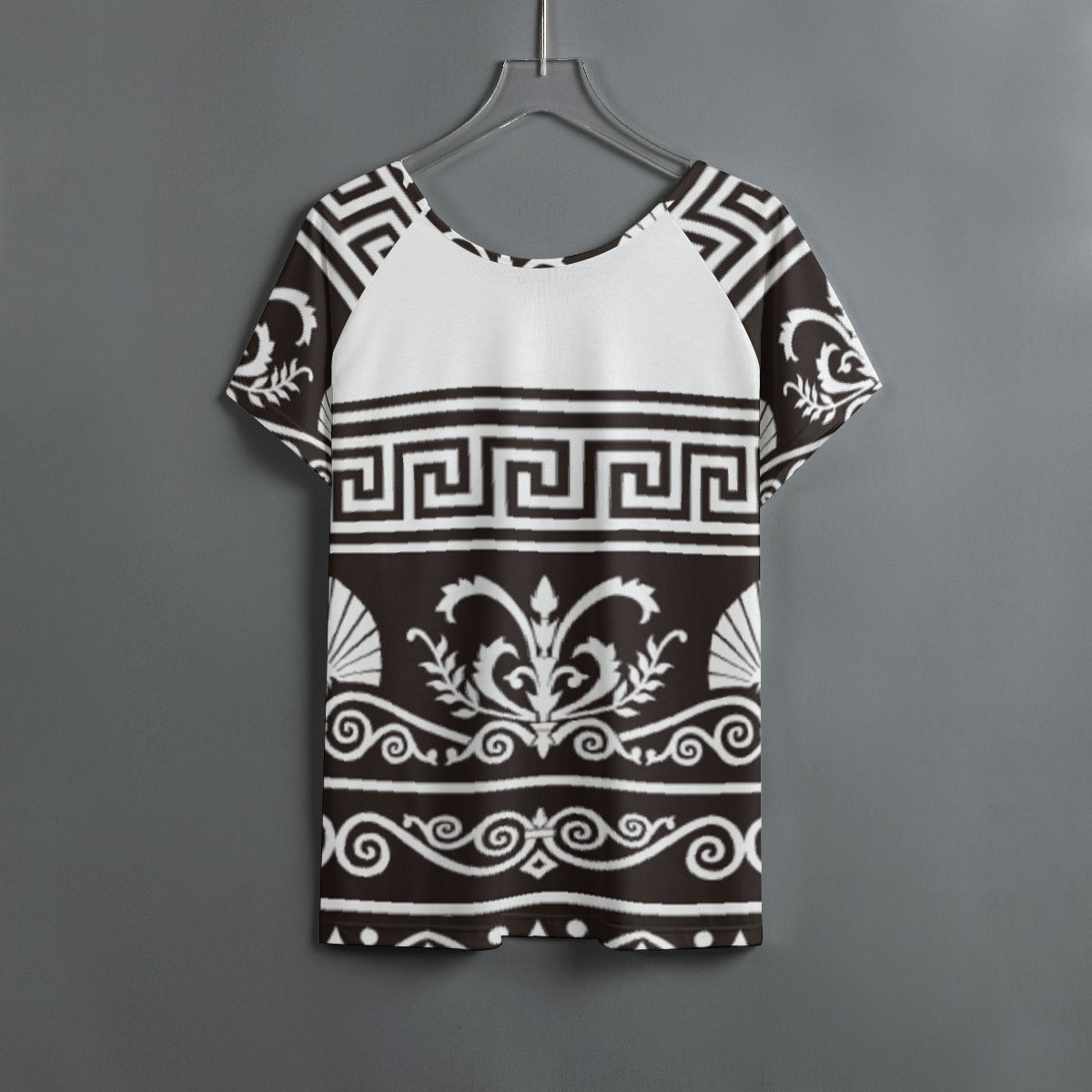 All-Over Print Women's Round Neck T-shirt With Raglan Sleeve