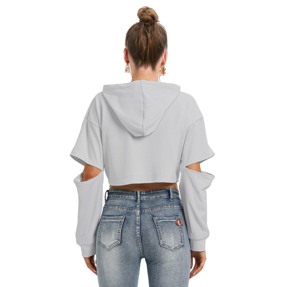 All-Over Print Women's Heavy Fleece Hoodie With Hollow Out Sleeve