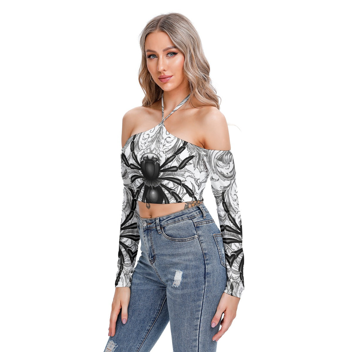 All-Over Print Women's Halter Lace-up Top