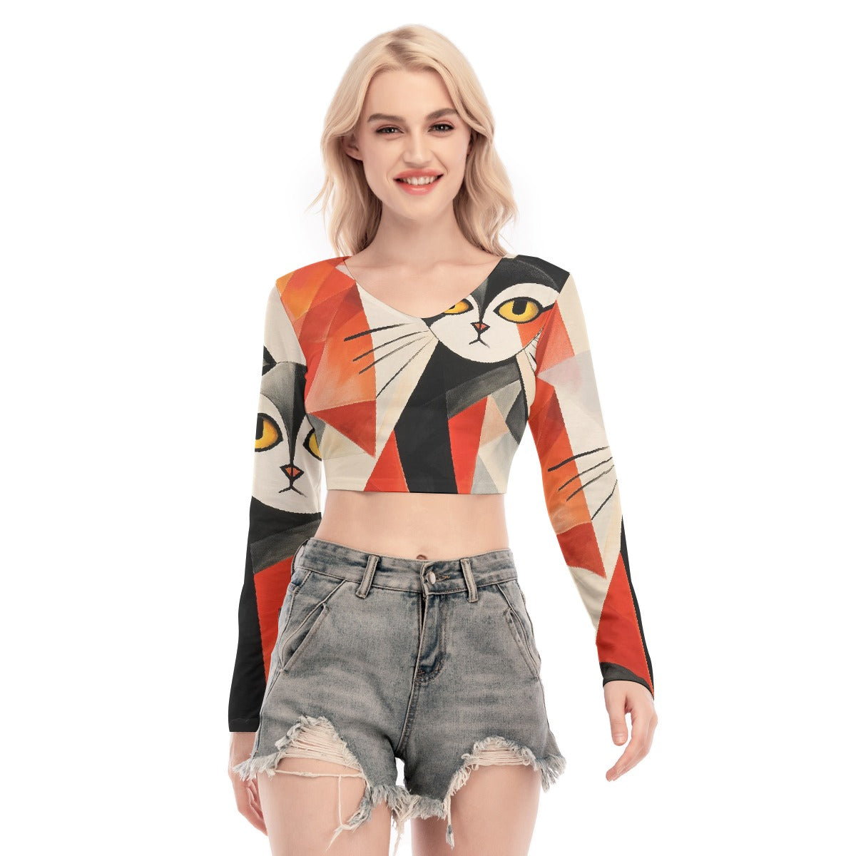 All-Over Print Women's Back Hollow T-shirt With Strap