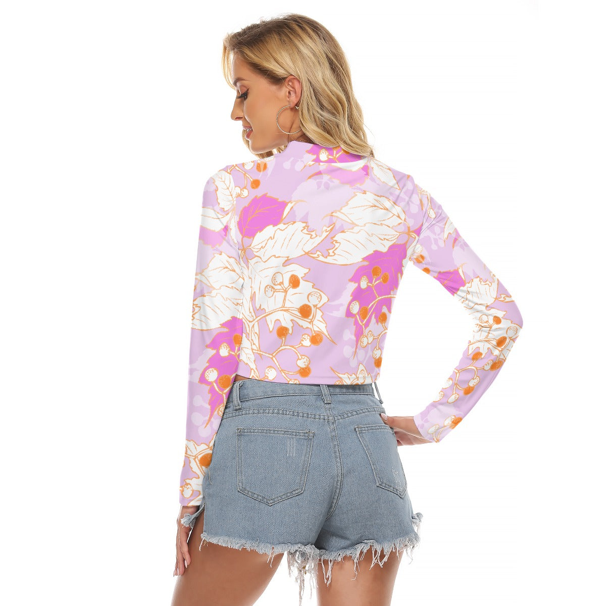 All-Over Print Women's Hollow Chest Keyhole Tight Crop Top