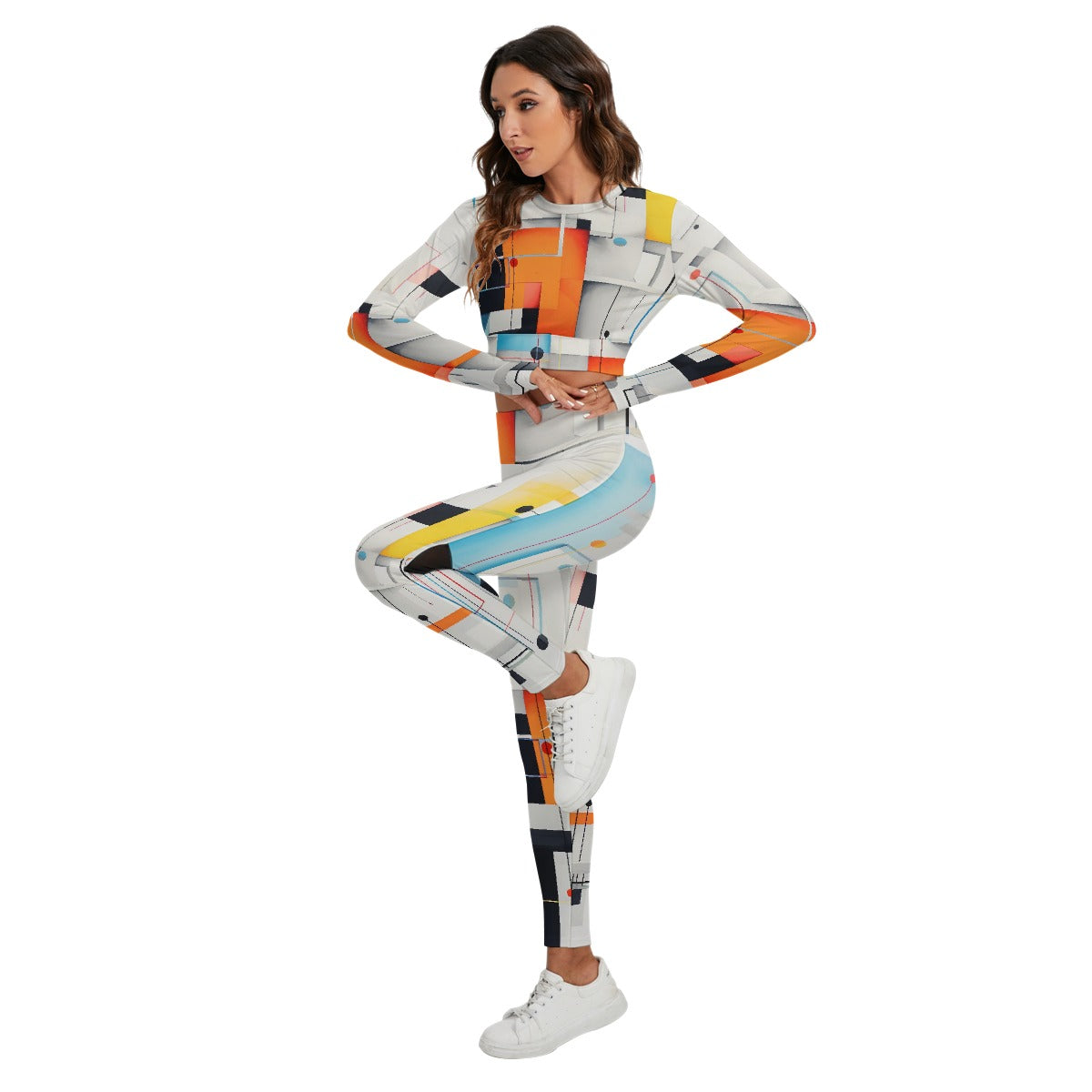 All-Over Print Women's Sport Set With Backless Top And Leggings