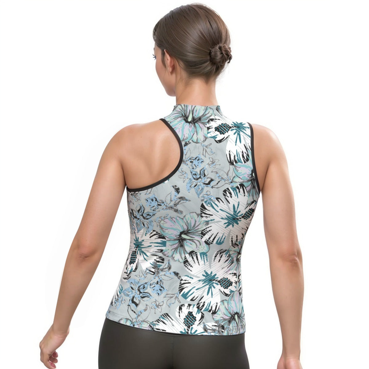 All-Over Print Women's Halter Sleeveless Asymmetrical Tank Top