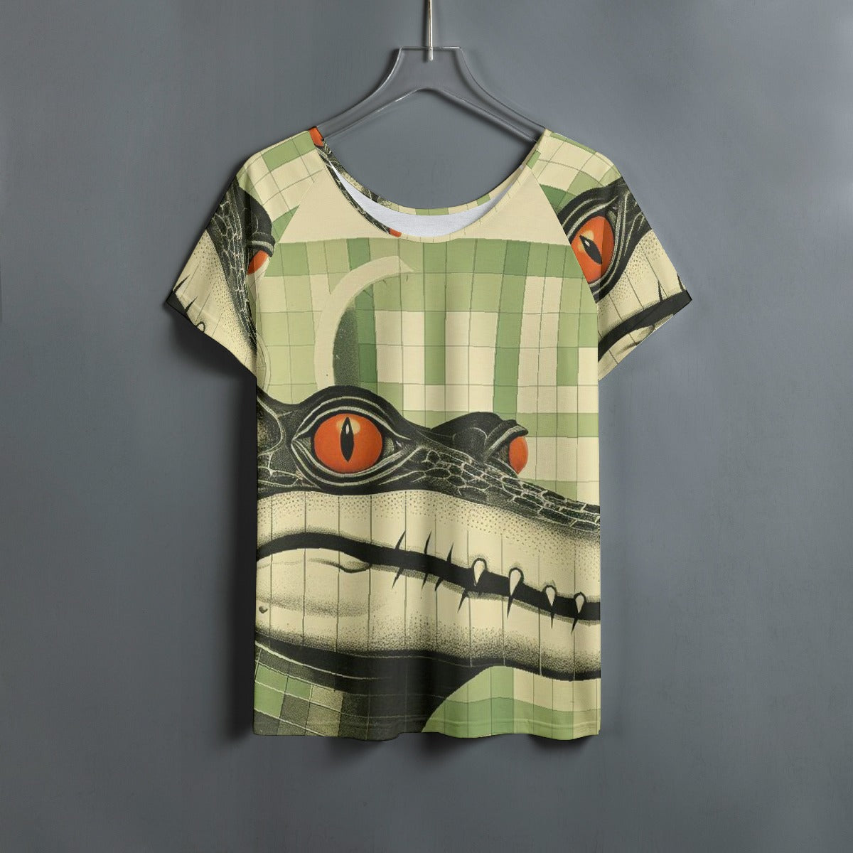 All-Over Print Women's Round Neck T-shirt With Raglan Sleeve