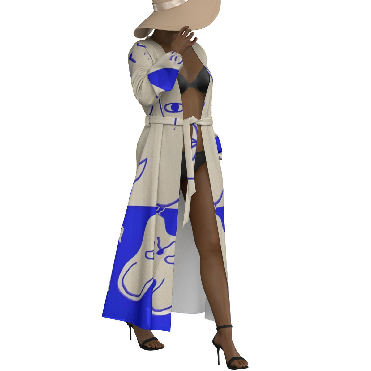 All-Over Print Women's Lace-up Chiffon Robe