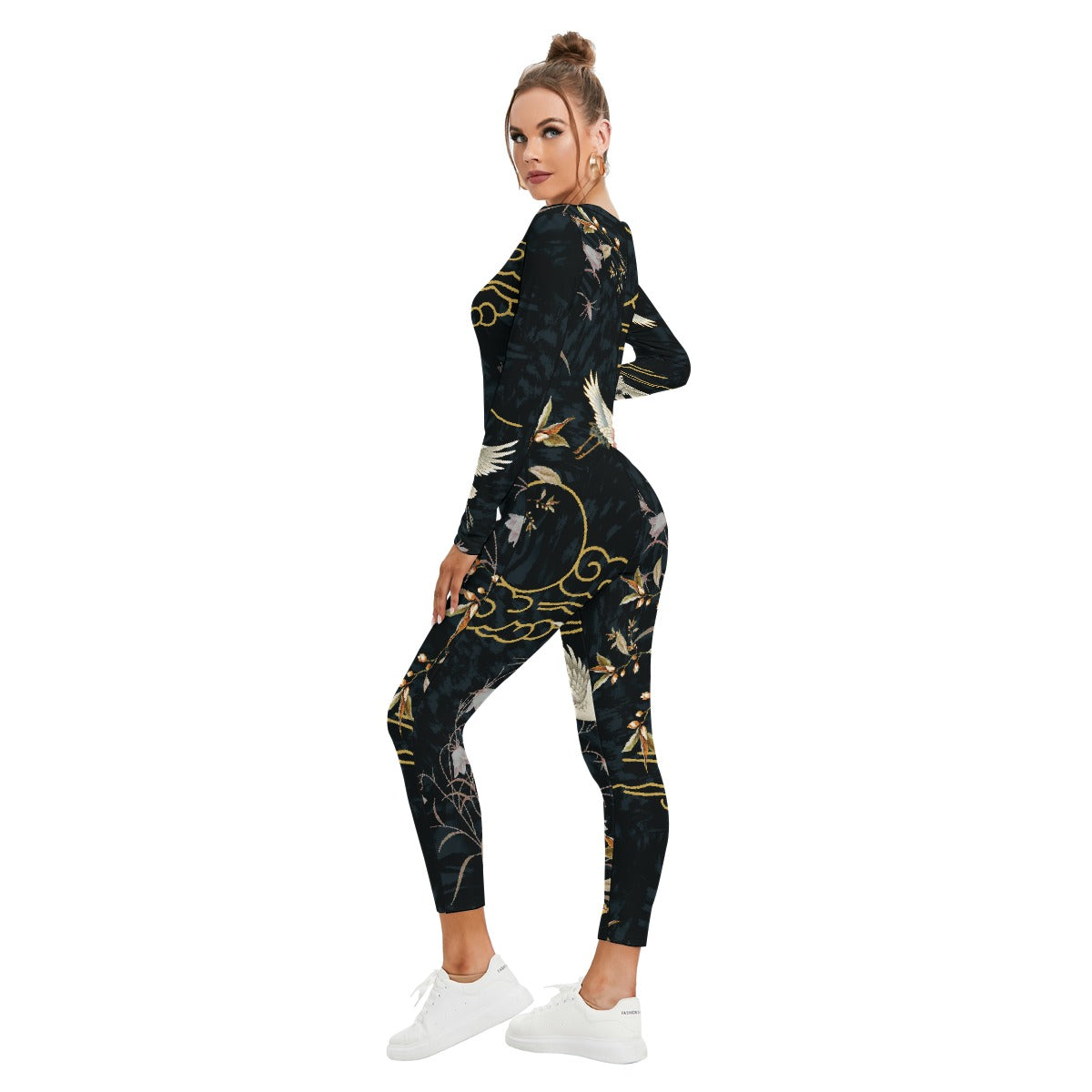 All-Over Print Women's Plunging Neck Jumpsuit