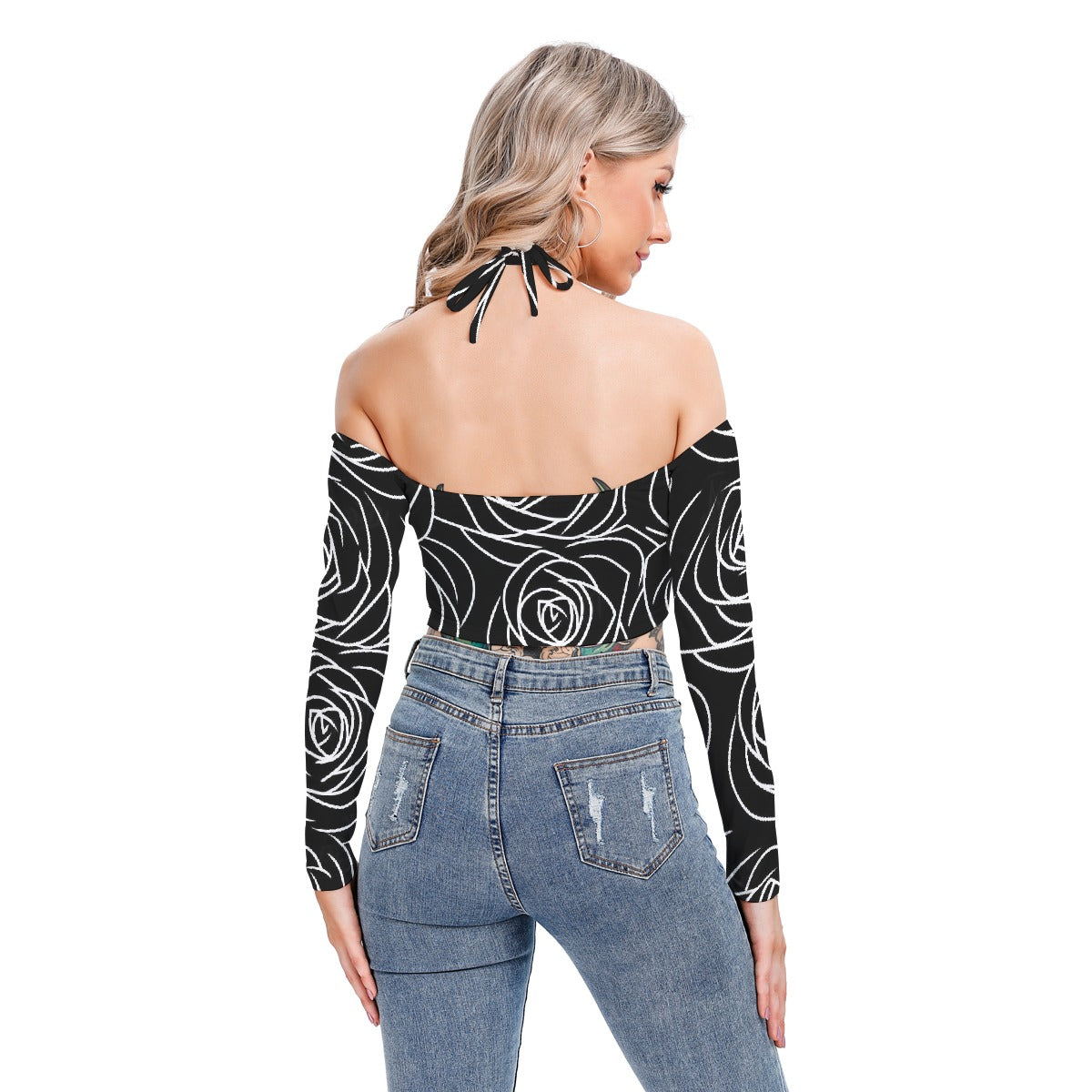 All-Over Print Women's Halter Lace-up Top