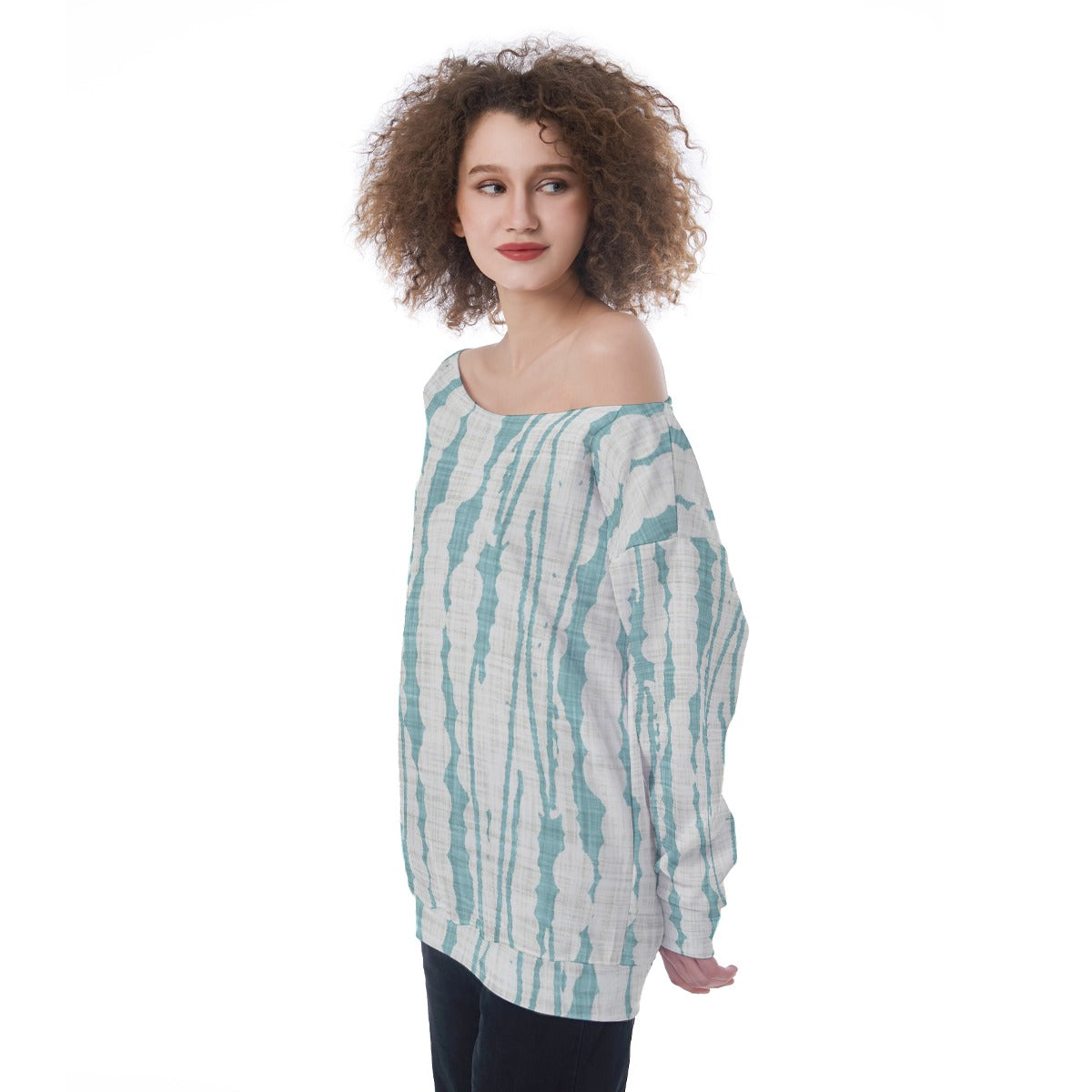 All-Over Print Oversized Women's Off-Shoulder Sweatshirt
