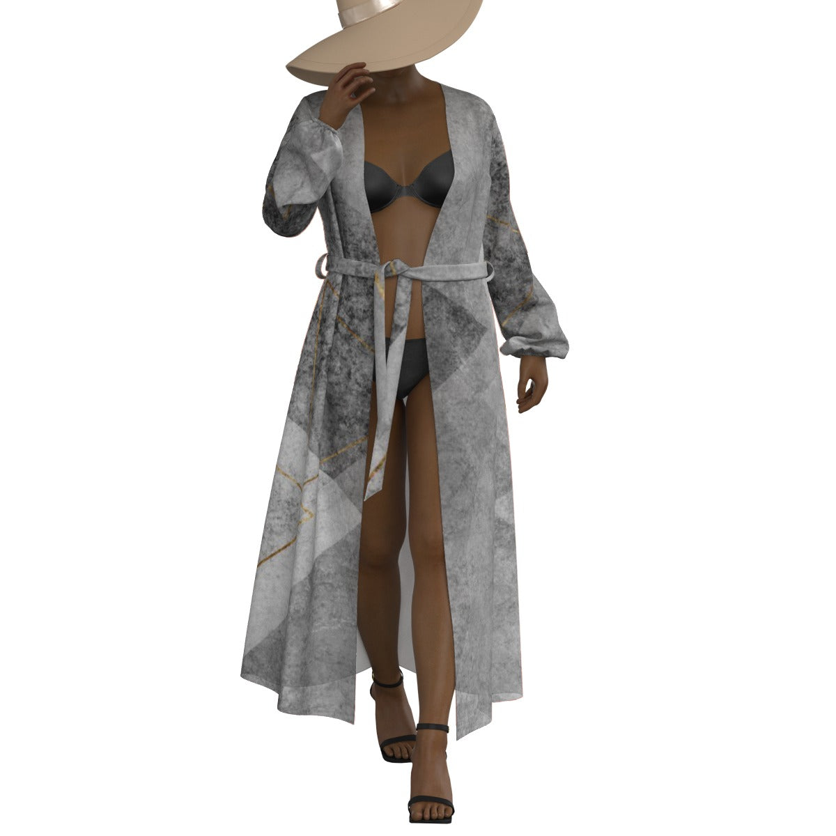 All-Over Print Women's Lace-up Chiffon Robe