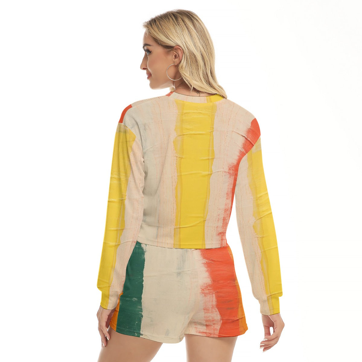 All-Over Print Women's Short Sweatshirt And Pants Suit