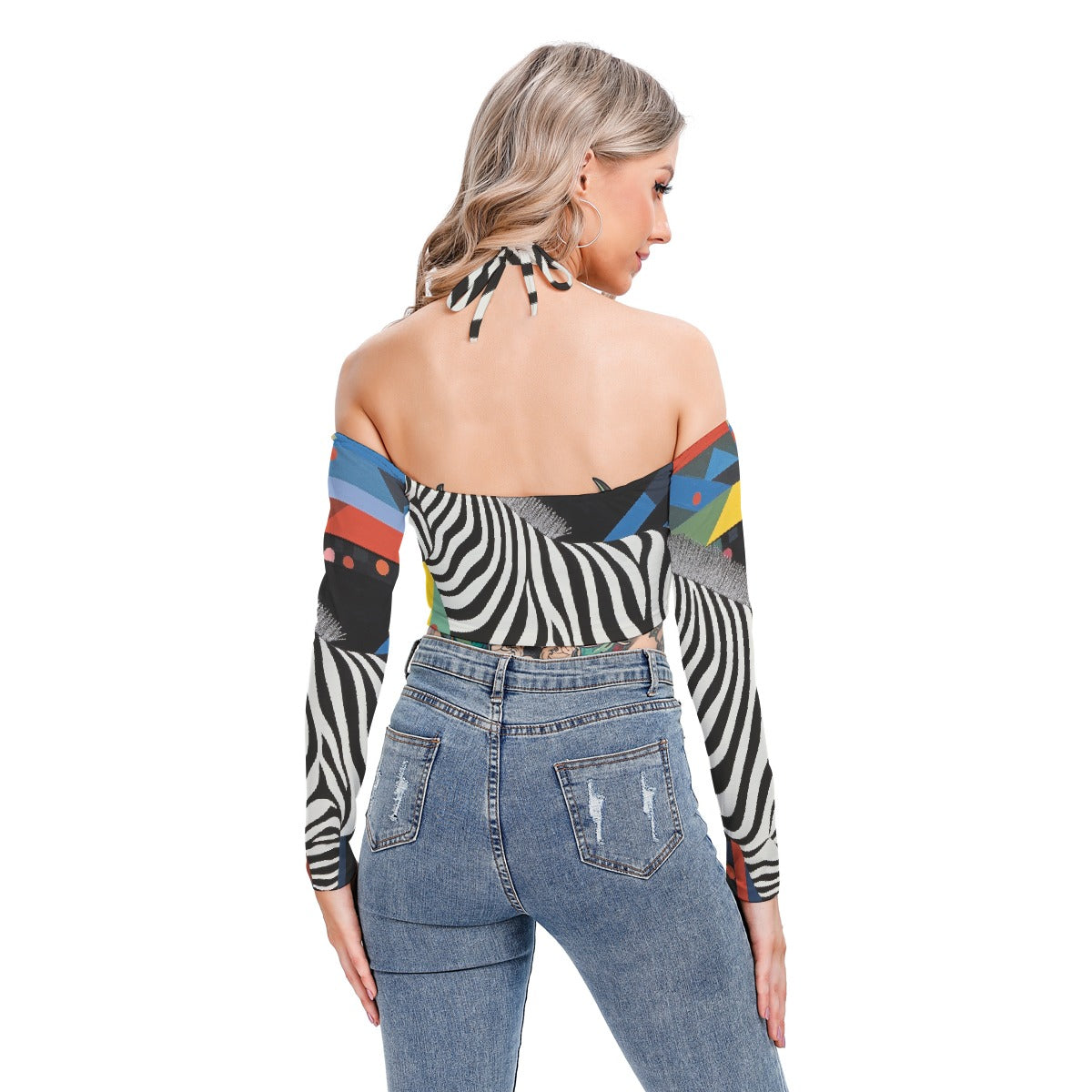 All-Over Print Women's Halter Lace-up Top
