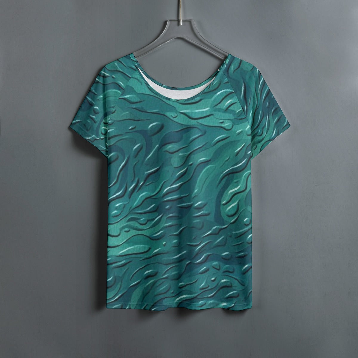All-Over Print Women's Round Neck T-shirt With Raglan Sleeve