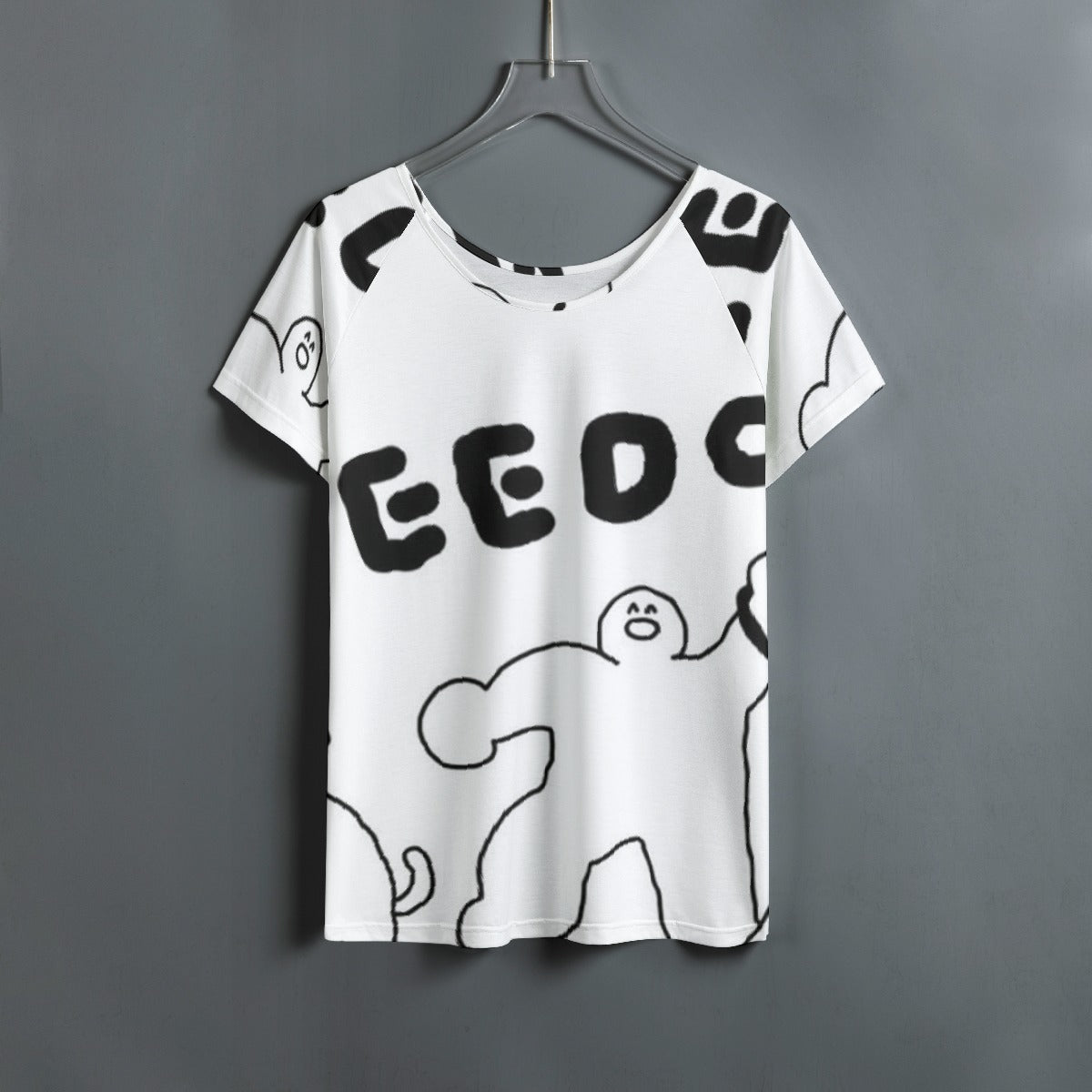 All-Over Print Women's Round Neck T-shirt With Raglan Sleeve