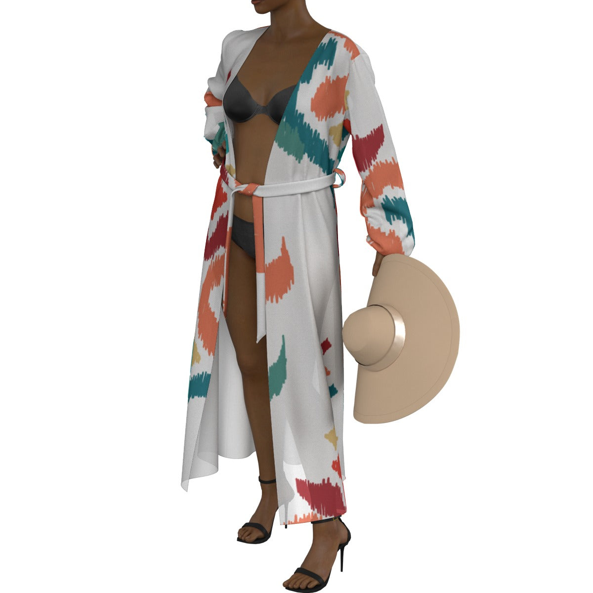 All-Over Print Women's Lace-up Chiffon Robe