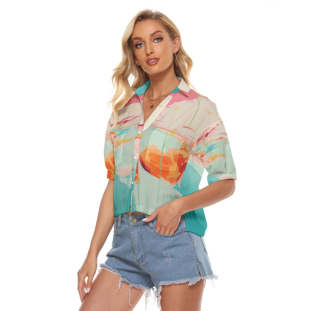 All-Over Print Women's V-neck Shirts