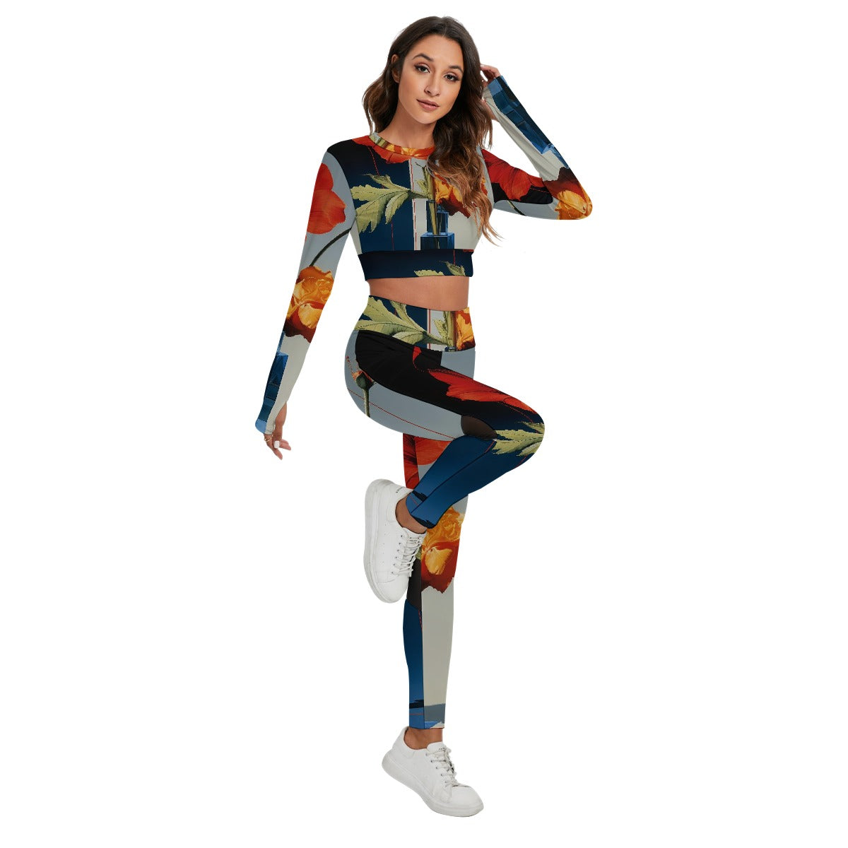 All-Over Print Women's Sport Set With Backless Top And Leggings