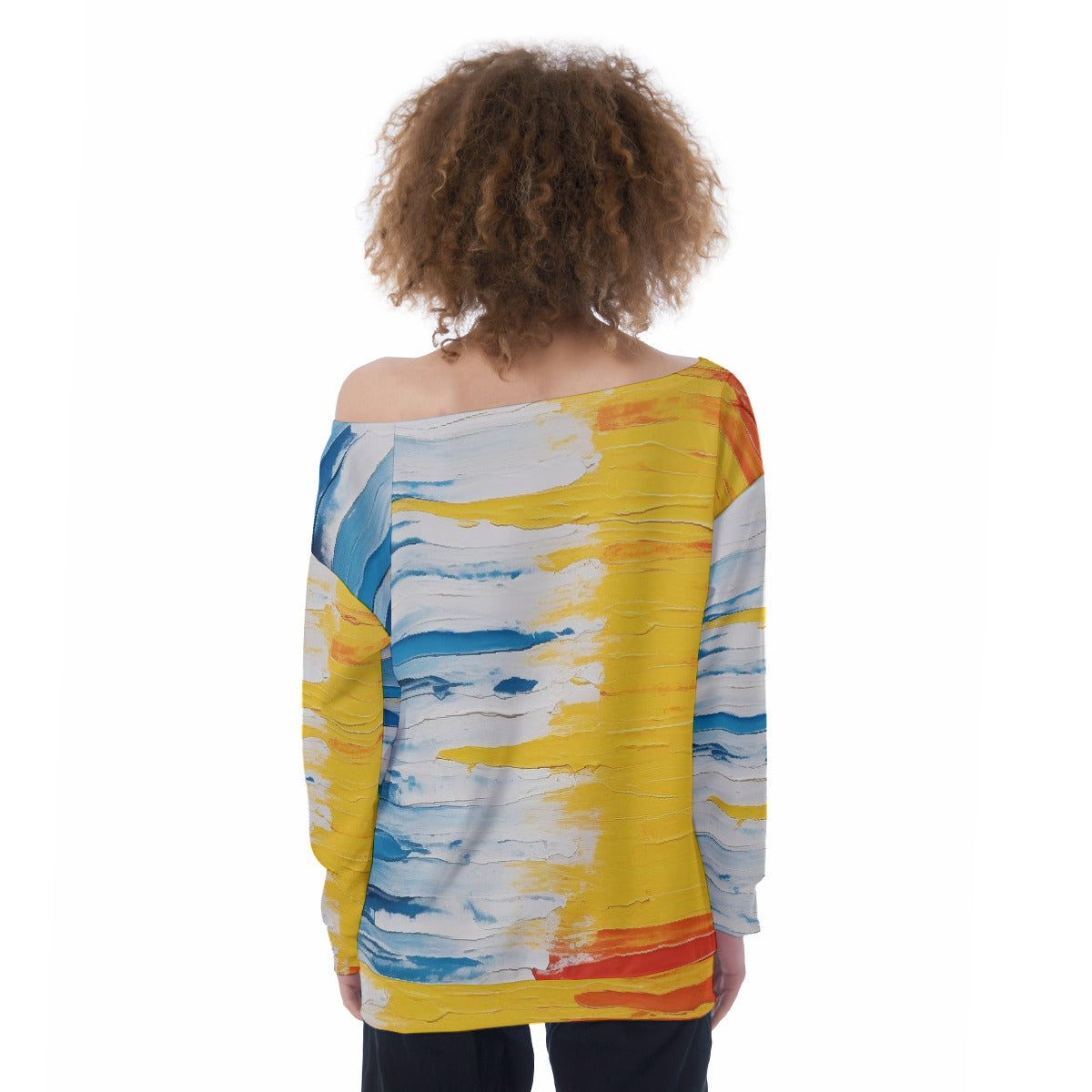 All-Over Print Oversized Women's Off-Shoulder Sweatshirt