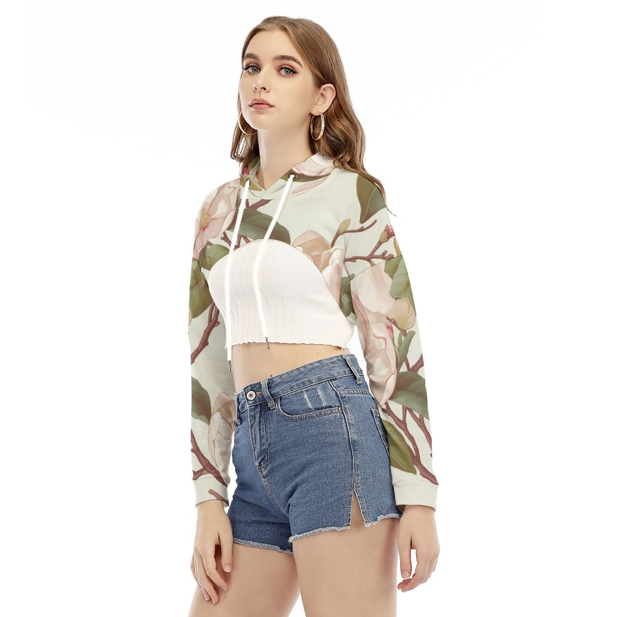 All-Over Print Women's Smock Short Hoodie With Long Sleeve