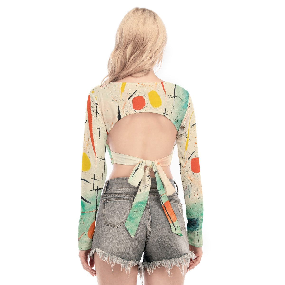 All-Over Print Women's Back Hollow T-shirt With Strap