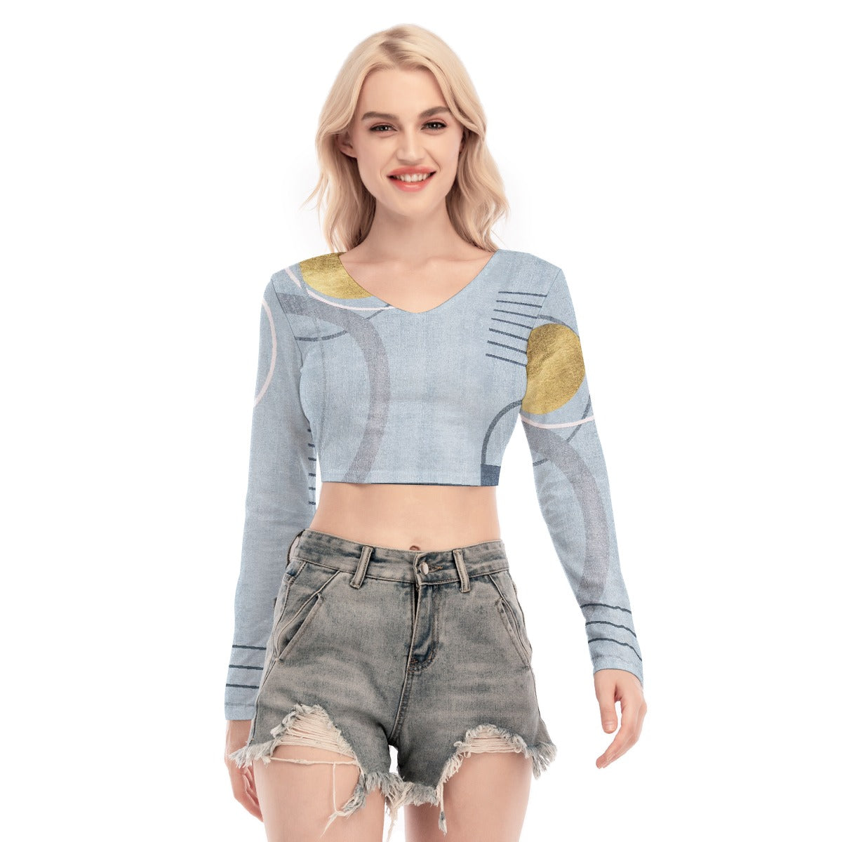 All-Over Print Women's Back Hollow T-shirt With Strap