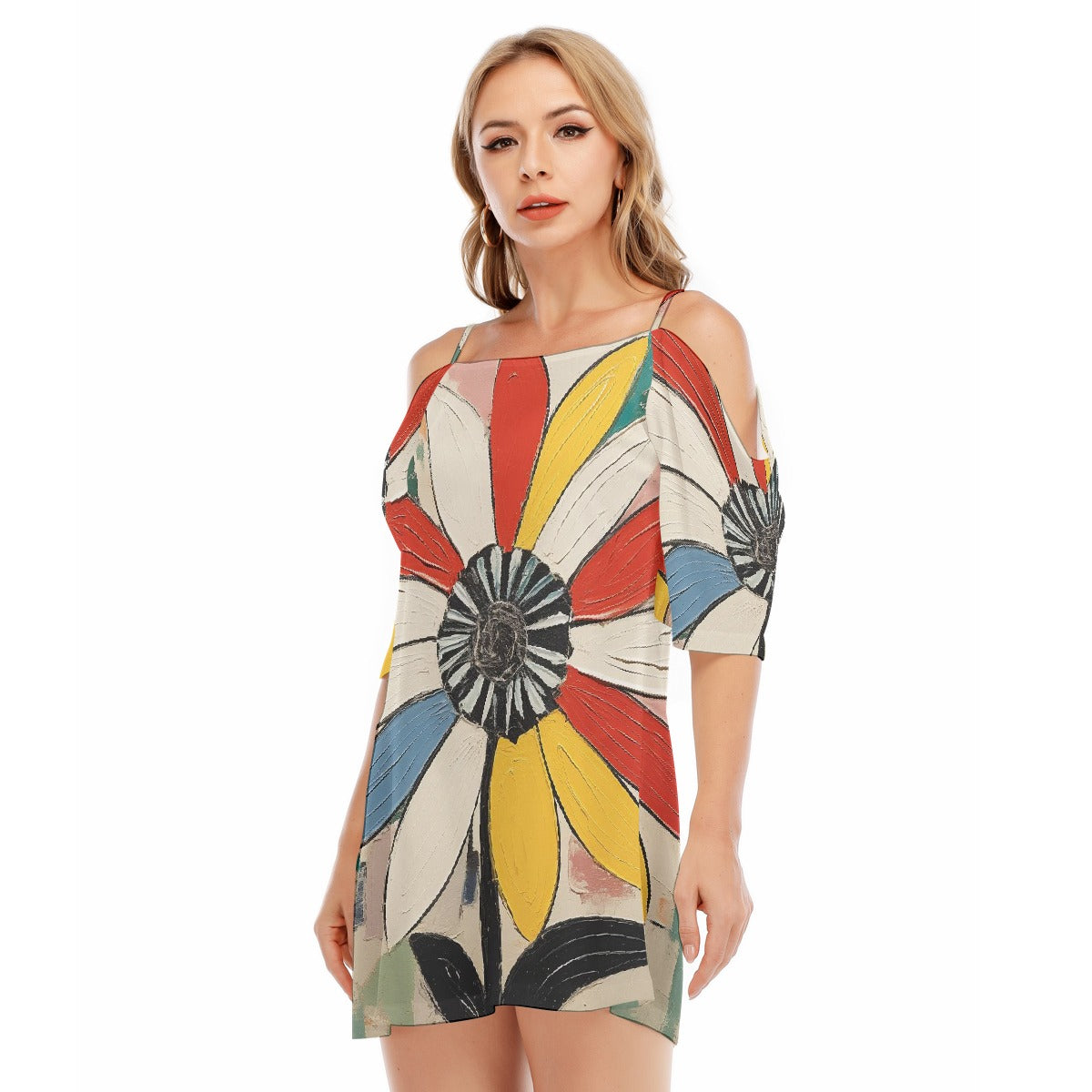 All-Over Print Women's Off-shoulder Cami Dress
