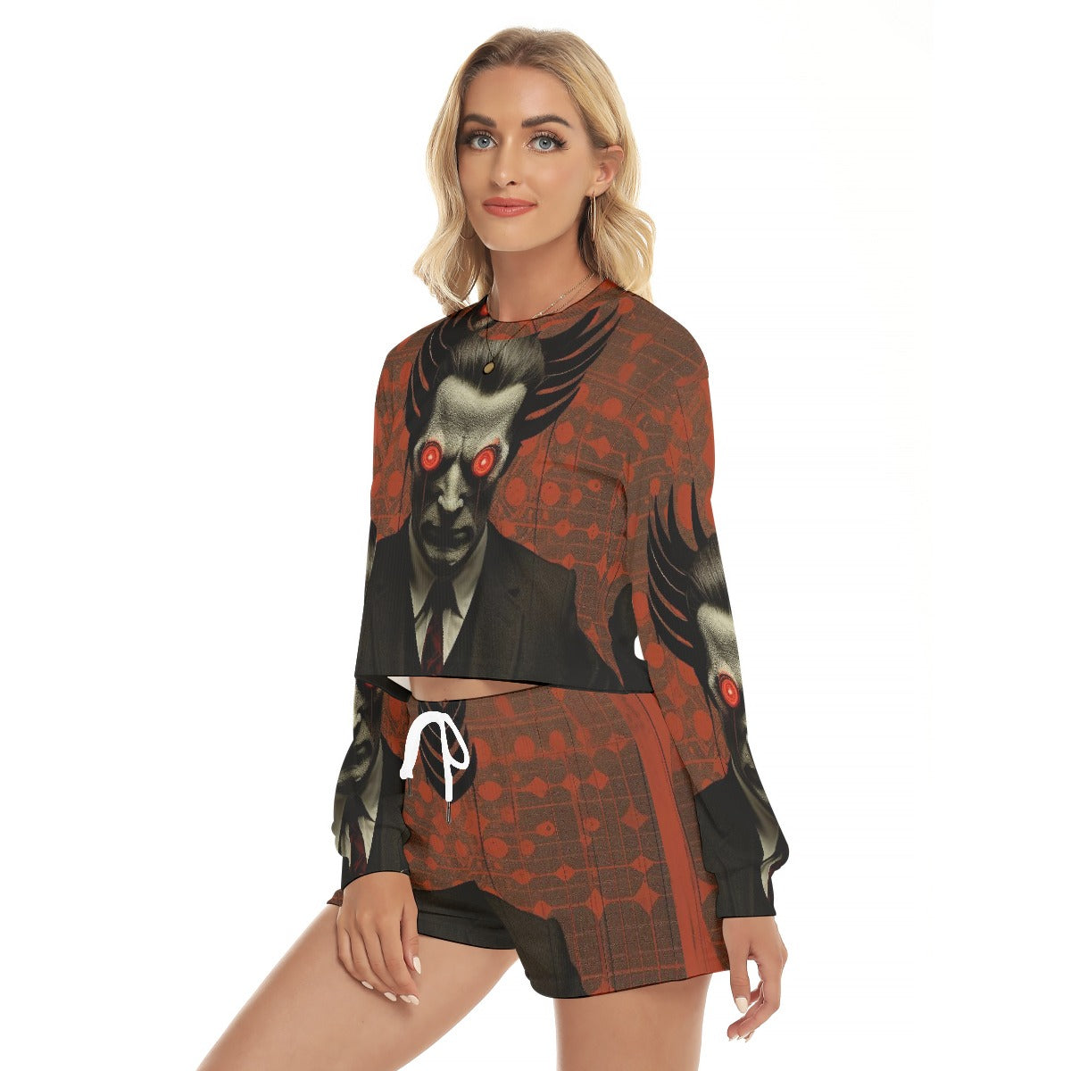 All-Over Print Women's Short Sweatshirt And Pants Suit