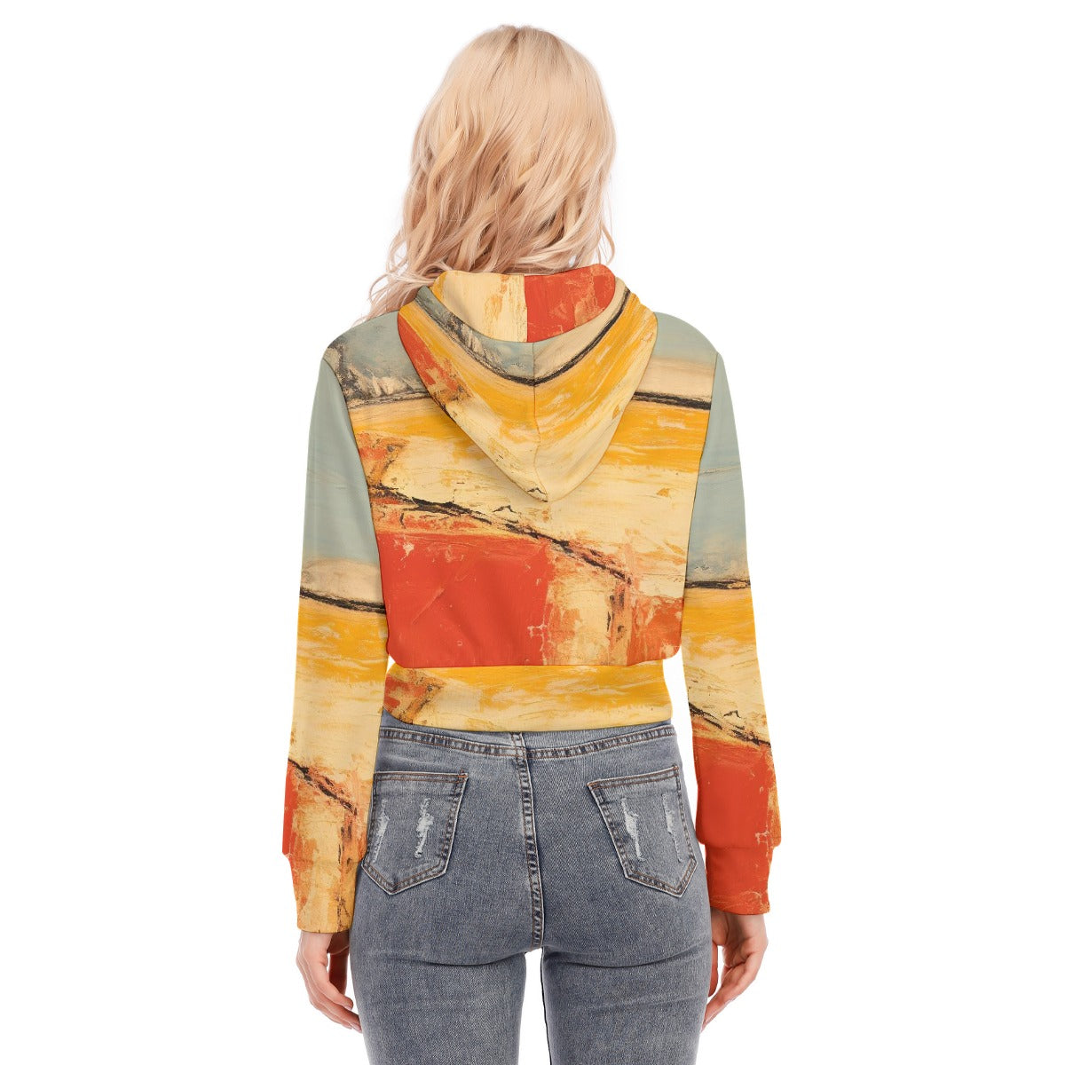 All-Over Print Women's Crop Top Hoodie With Zipper Closure